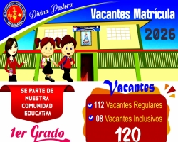 CONVOCATORIA VACANTE 2026 - 1ER GRADO DE PRIMARIA