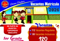 CONVOCATORIA VACANTE 2026 - 1ER GRADO DE PRIMARIA
