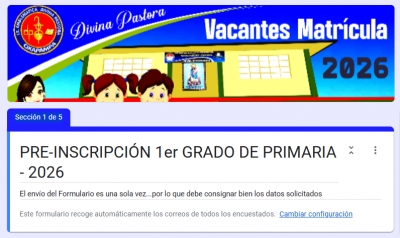 PRE-INSCRIPCIÓN VACANTES 1ER GRADO - 2026